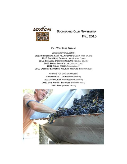 Cover of the Fall 2015 Boomerang Club newsletter