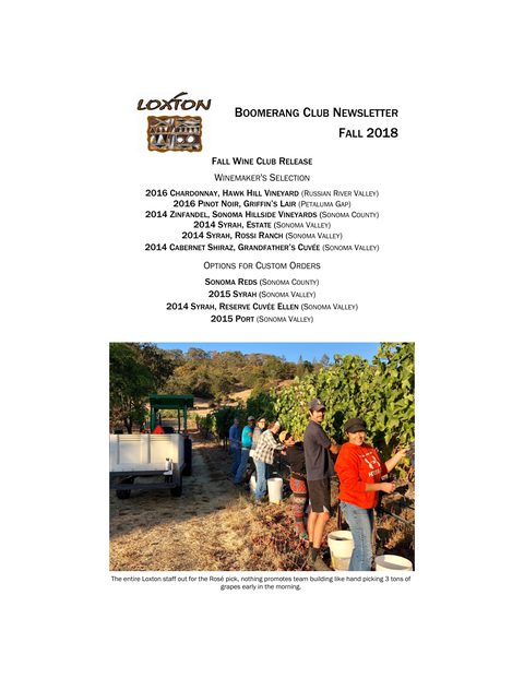 Cover of the Fall 2018 Boomerang Club newsletter
