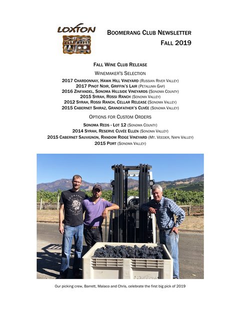 Cover of the Fall 2019 Boomerang Club newsletter