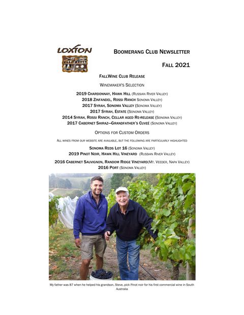 Cover of the Fall 2021 Boomerang Club newsletter