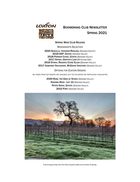 Cover of the Spring 2021 Boomerang Club newsletter