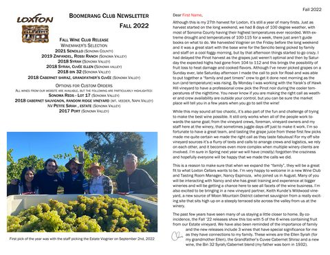 Cover of the Fall 2022 Boomerang Club newsletter