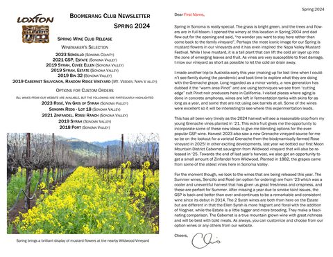 Cover of the Spring 2024 Boomerang Club newsletter