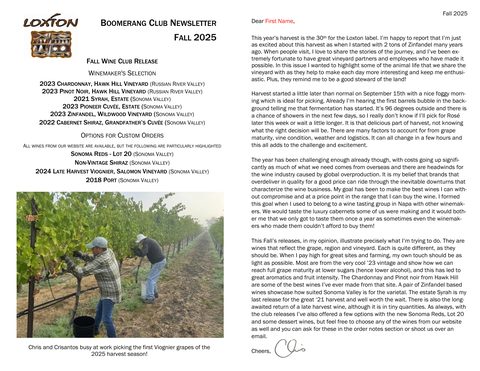 Cover of the Fall 2025 Boomerang Club newsletter