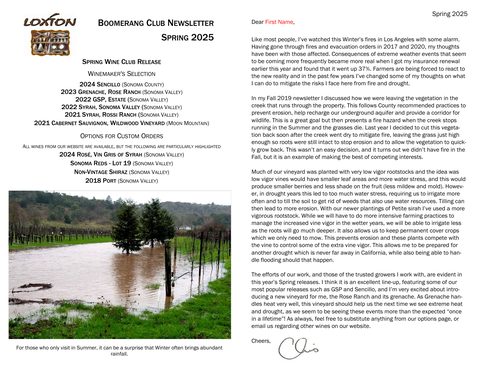 Cover of the Spring 2025 Boomerang Club newsletter